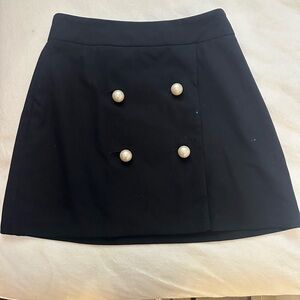 Zara Black Mini Skirt with Faux Pearl Detail
